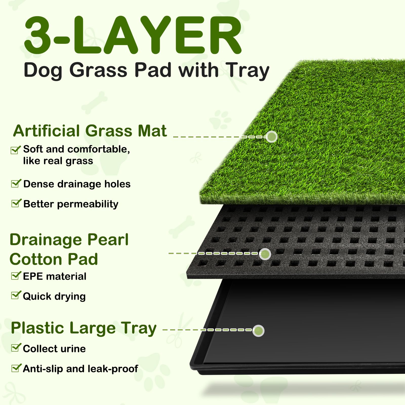 34''X 23'' Dog Potty Turf Grass Pad with Tray