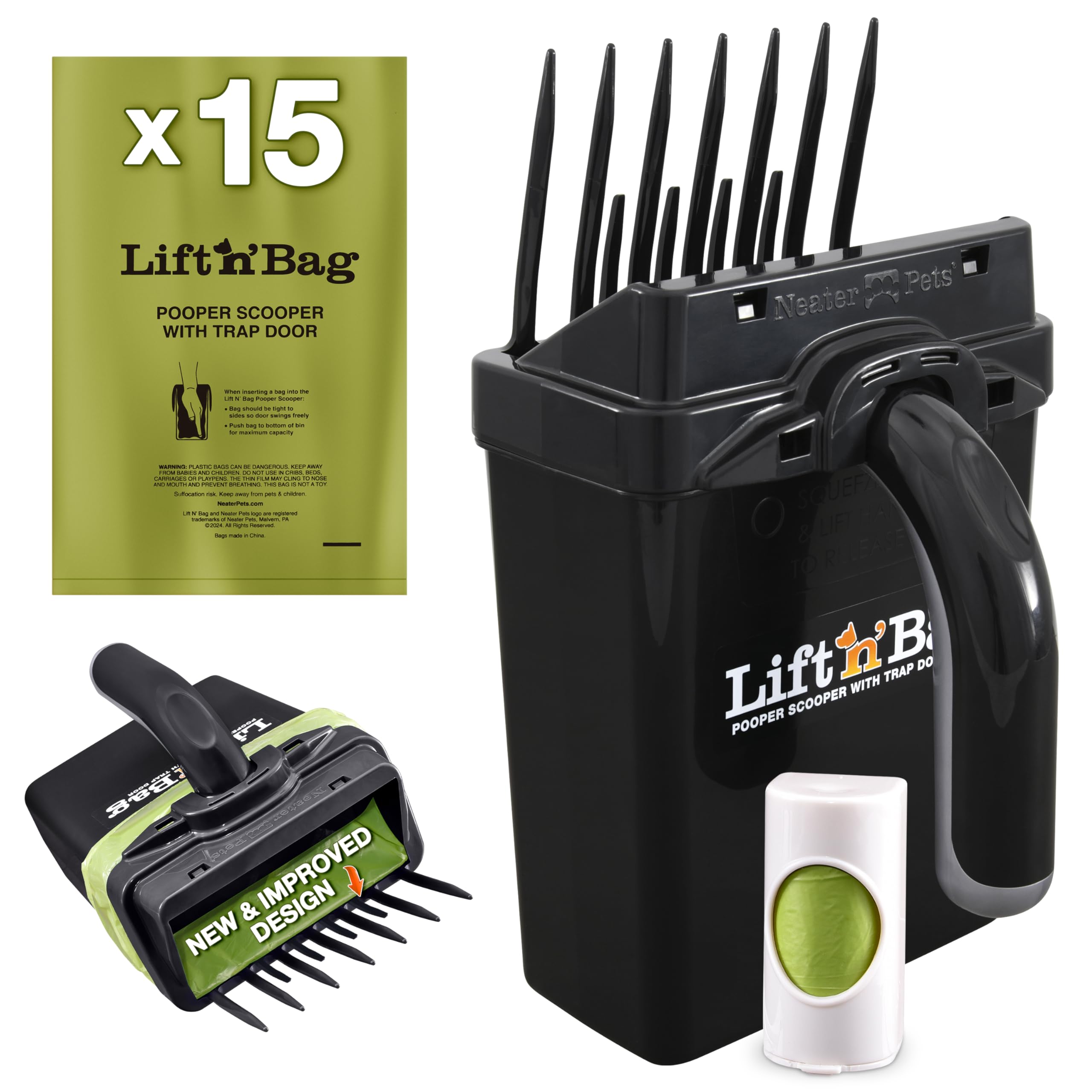 "One Hand" Lift N’ Bag 2.0 Dog Pooper Scooper with Bag Attachment