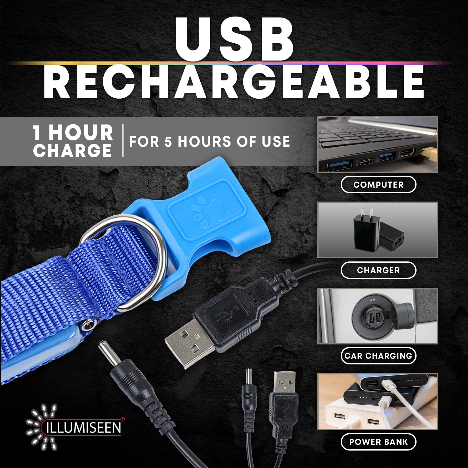 ILLUMISEEN Rechargeable LED Dog Collar