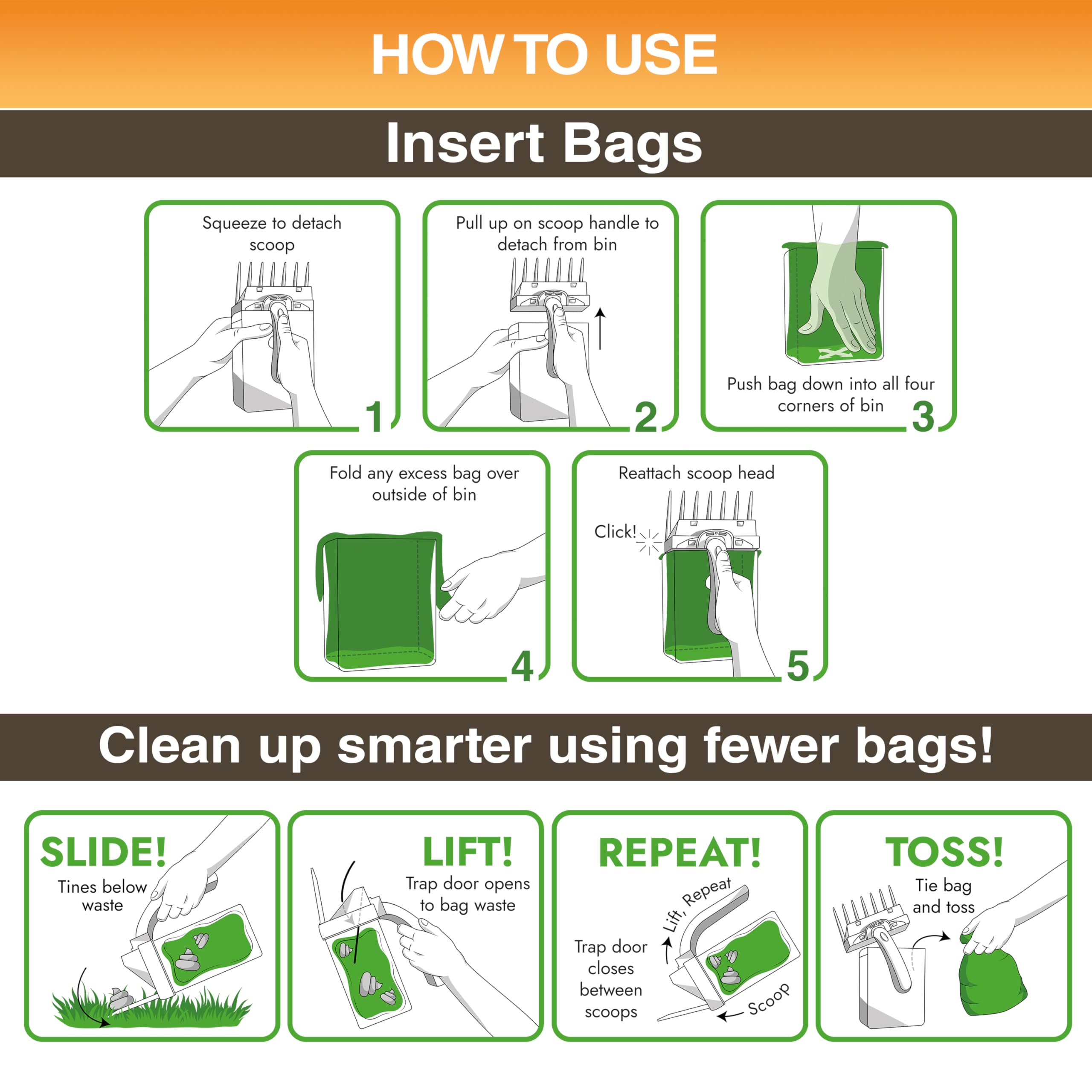 "One Hand" Lift N’ Bag 2.0 Dog Pooper Scooper with Bag Attachment