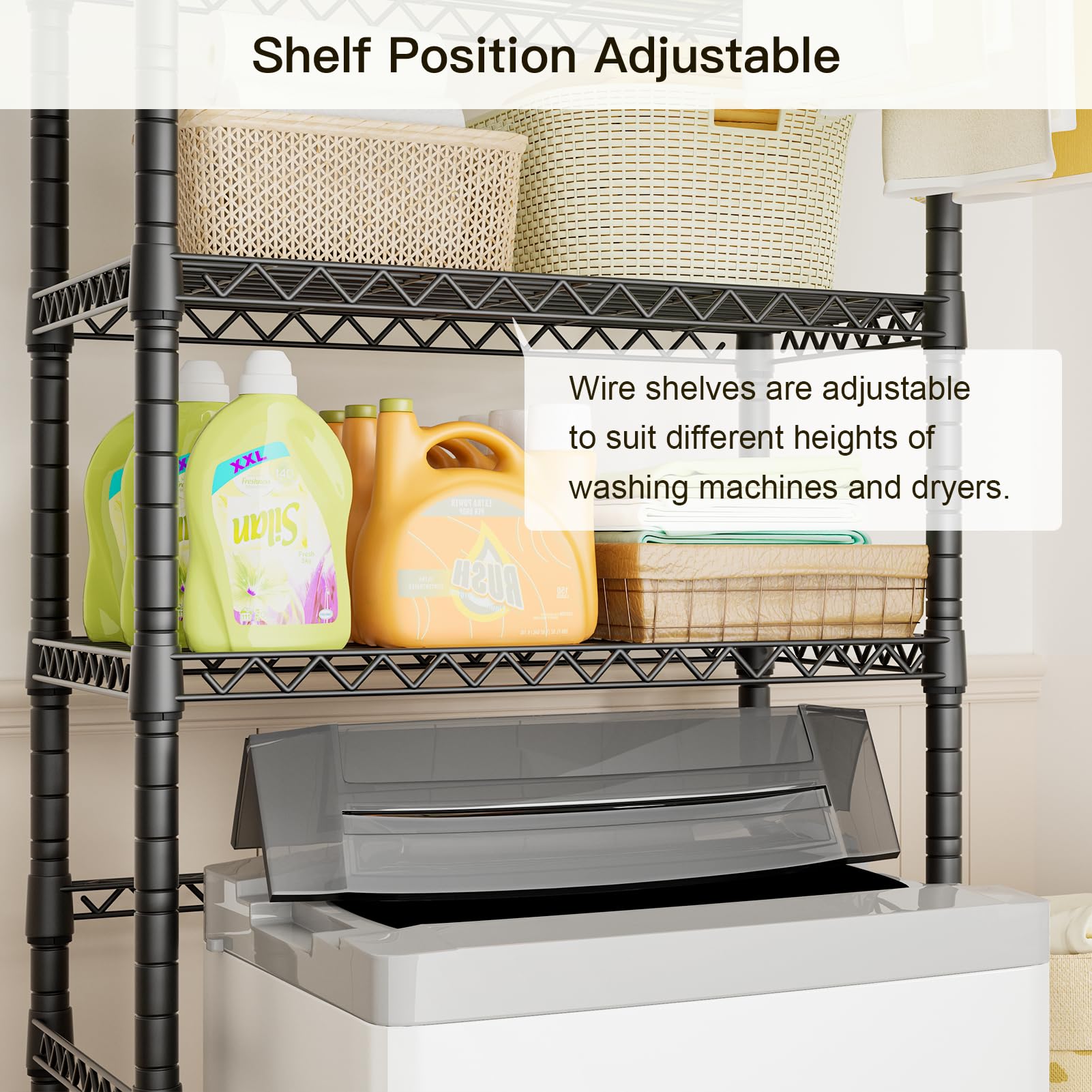 3 Tier Mini Over Washer and Dryer Shelves and organizer
