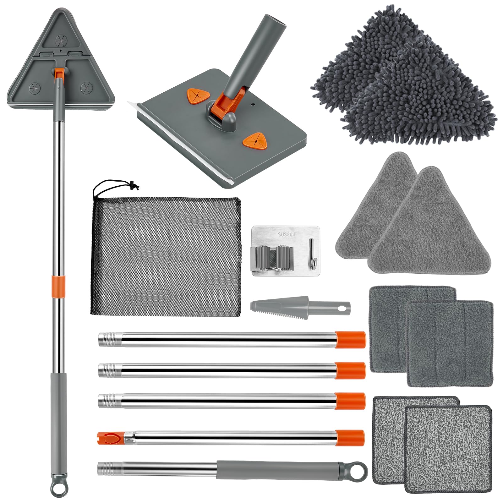 Baseboard, Wall, and Corner Cleaner Tool with 360° Rotating Handle