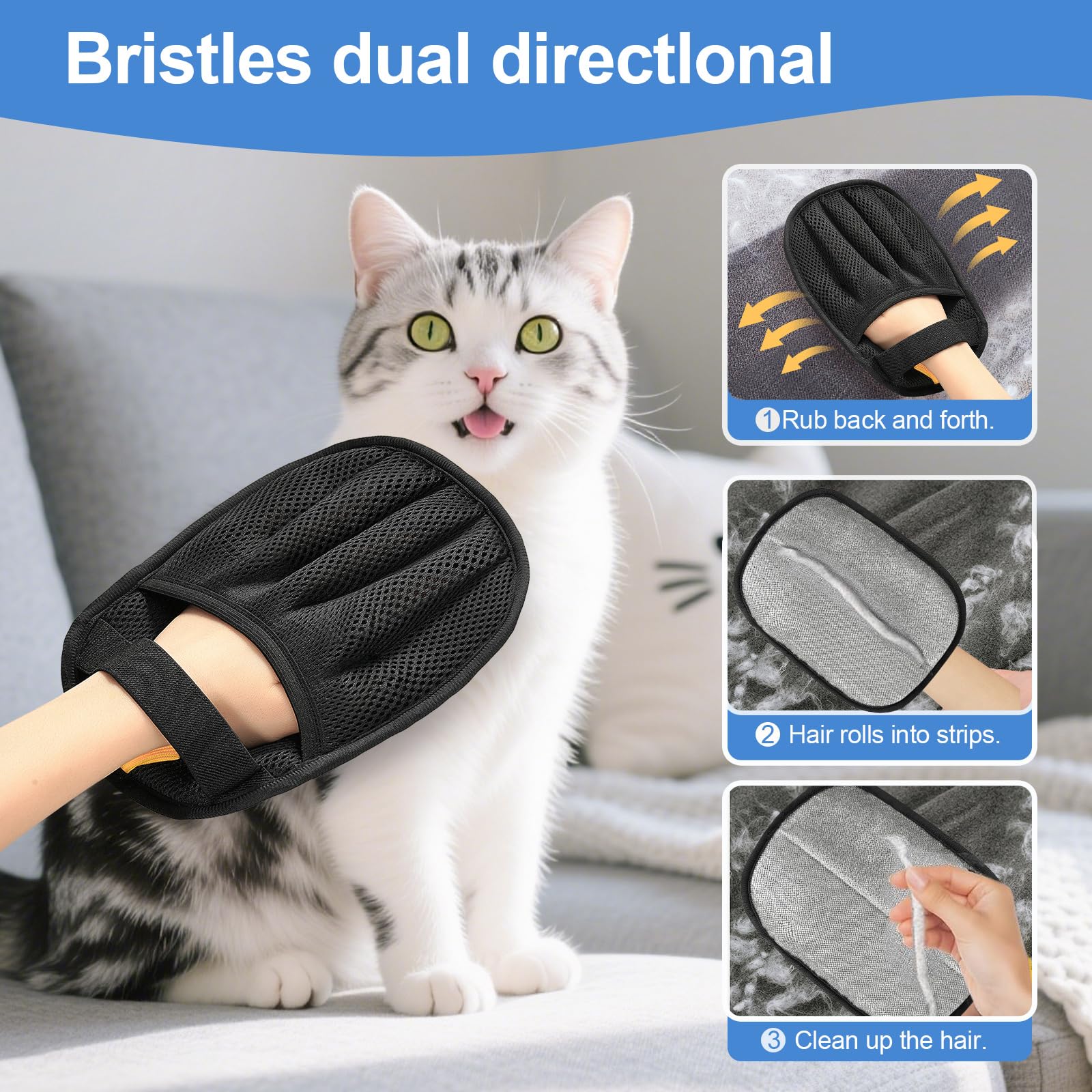 Five-Finger Electrostatic Pet Hair Removal Glove for Cats & Dogs