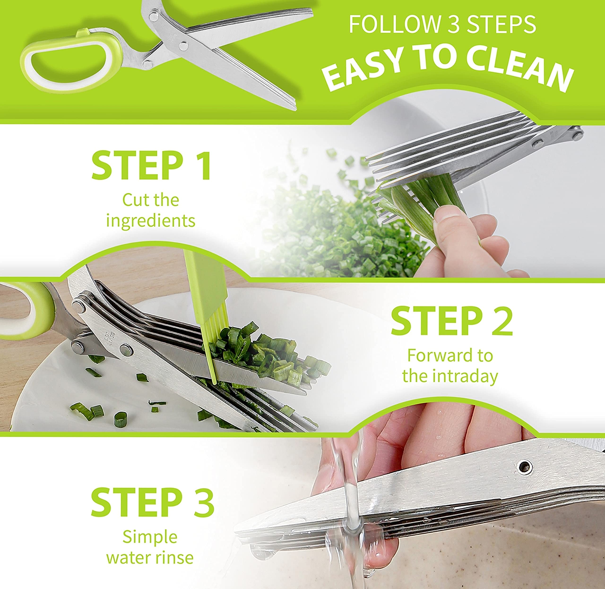 2-Pack Herb Scissors Set with 5 Blades & 3 Blades