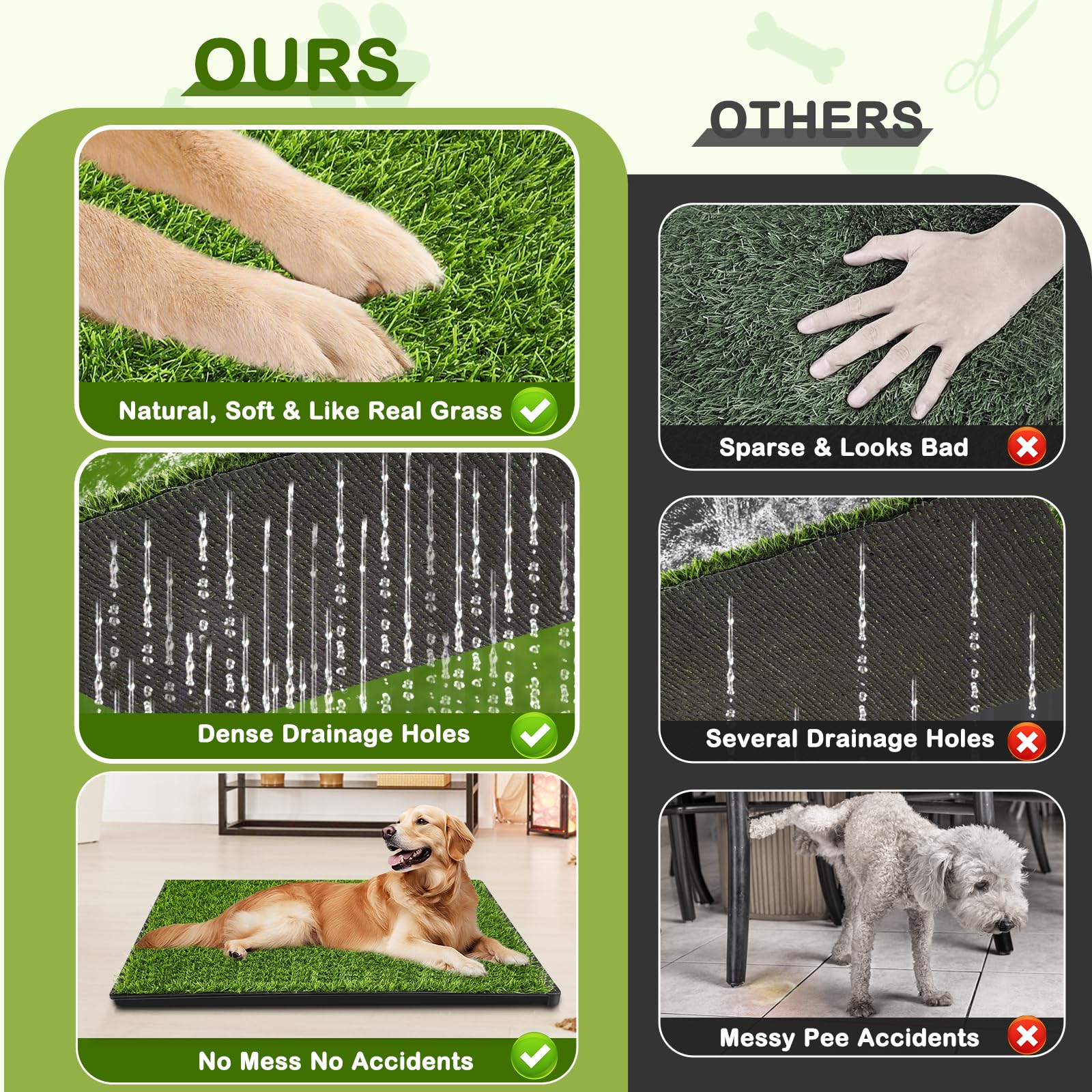 34''X 23'' Dog Potty Turf Grass Pad with Tray