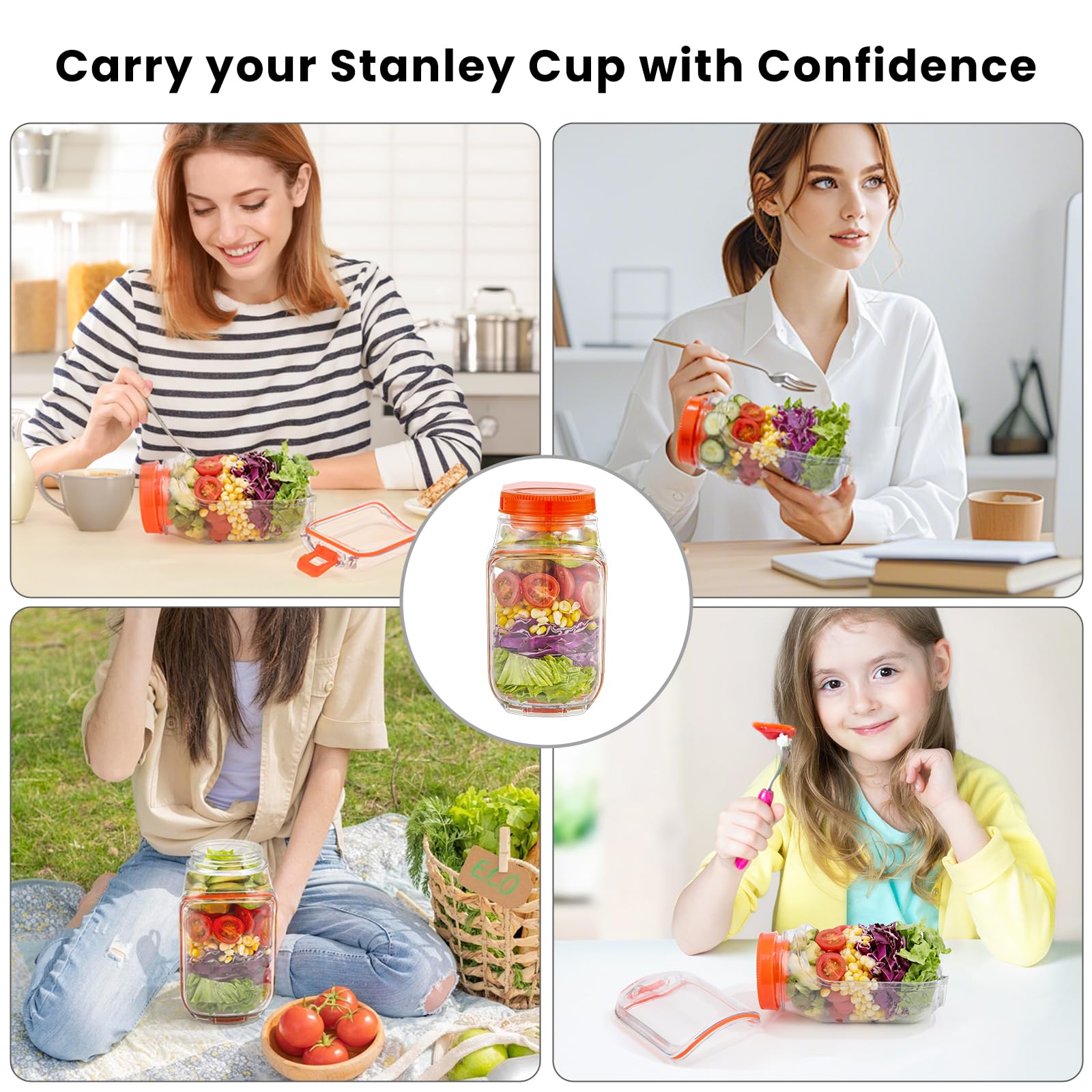 Side opening salad mason jar bowl