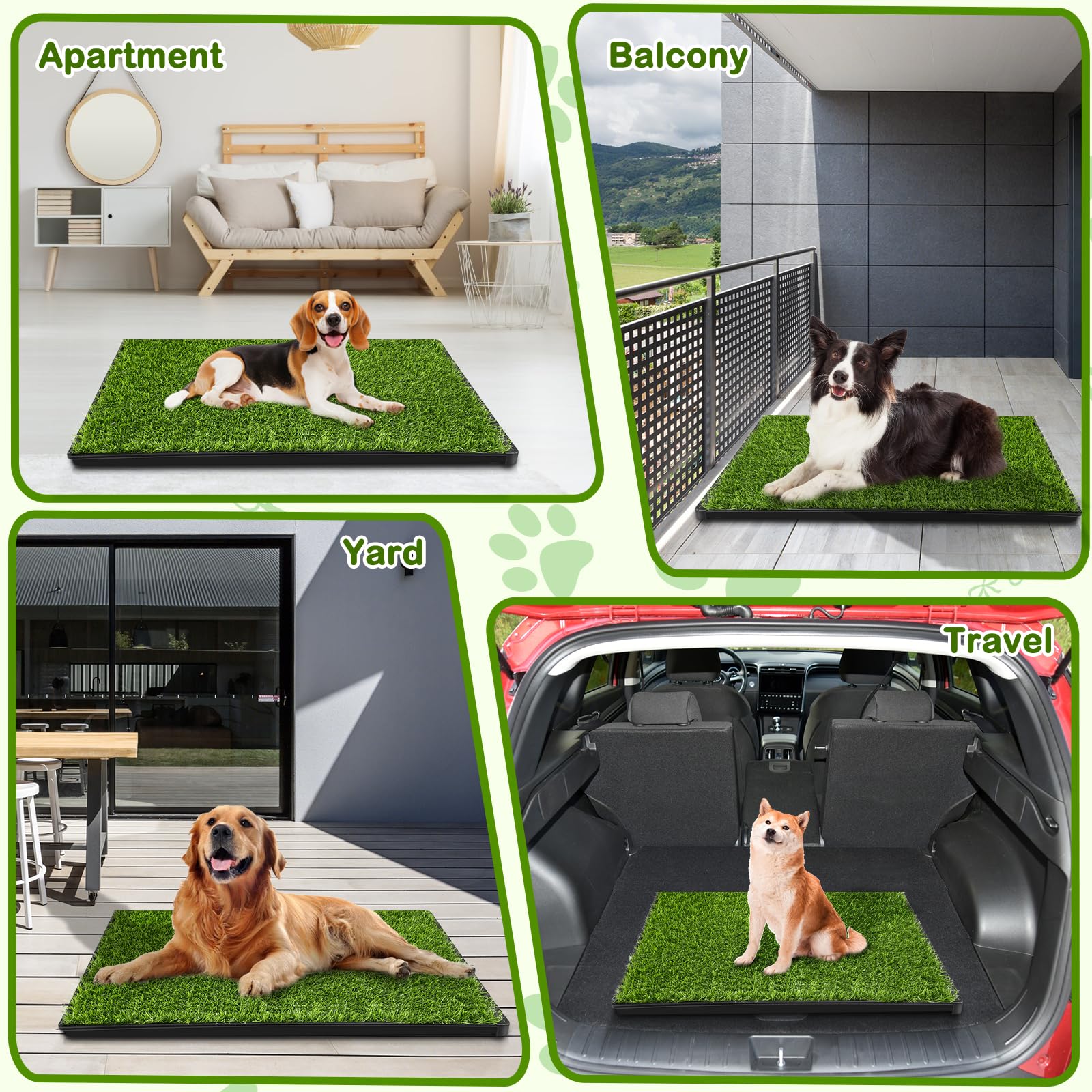 34''X 23'' Dog Potty Turf Grass Pad with Tray