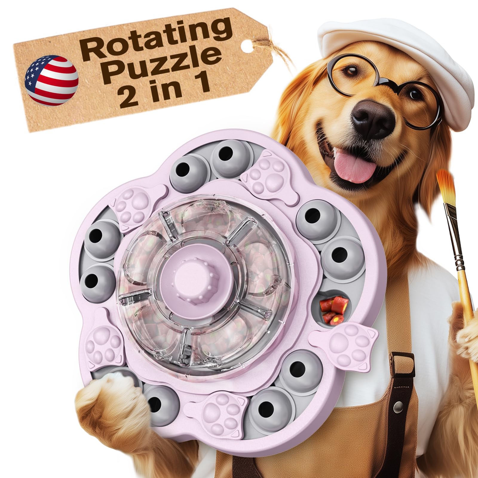 3 Levels of Challenge Spinning Dog Puzzle Feeder