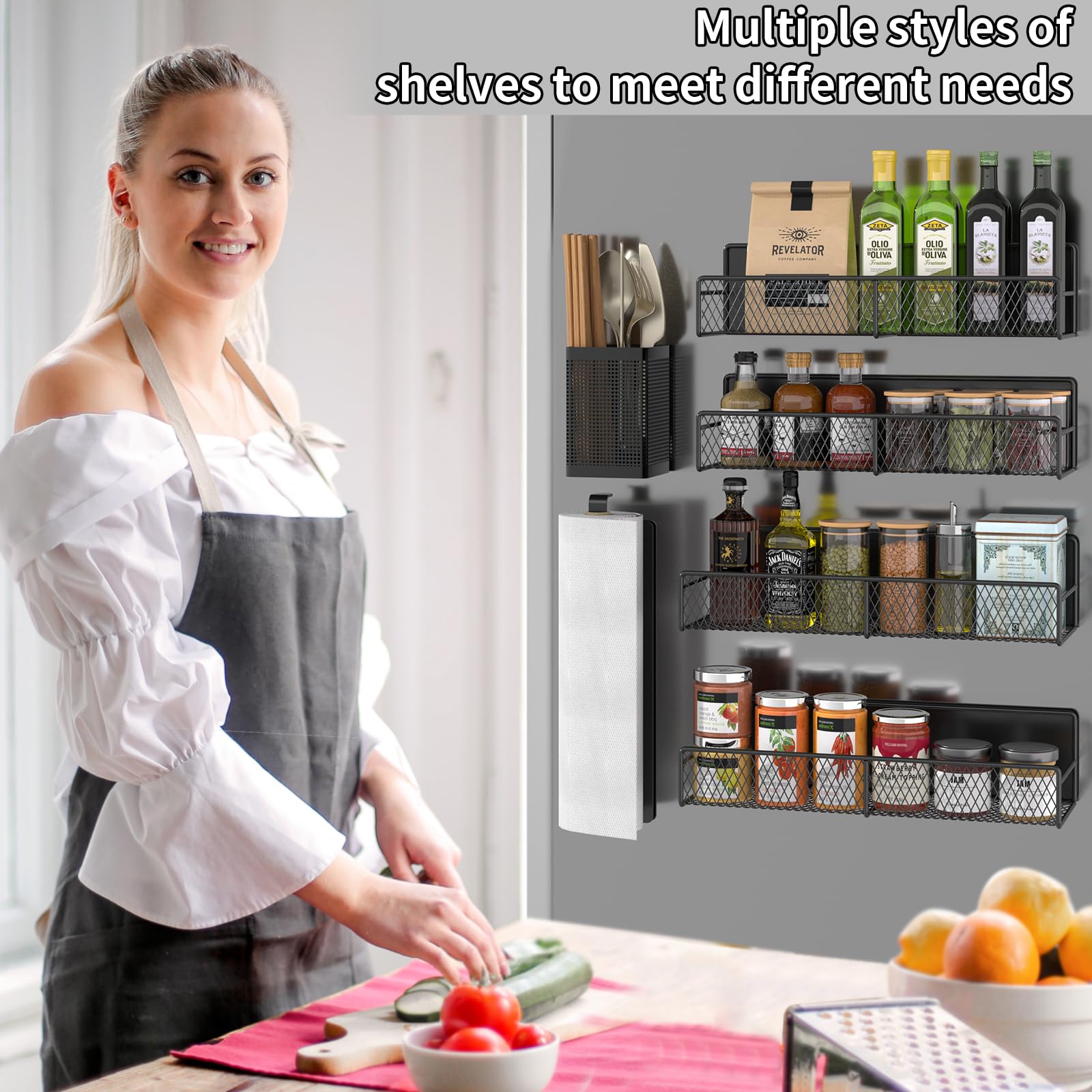 6 Piece Magnetic organizer shelves for Refrigerator