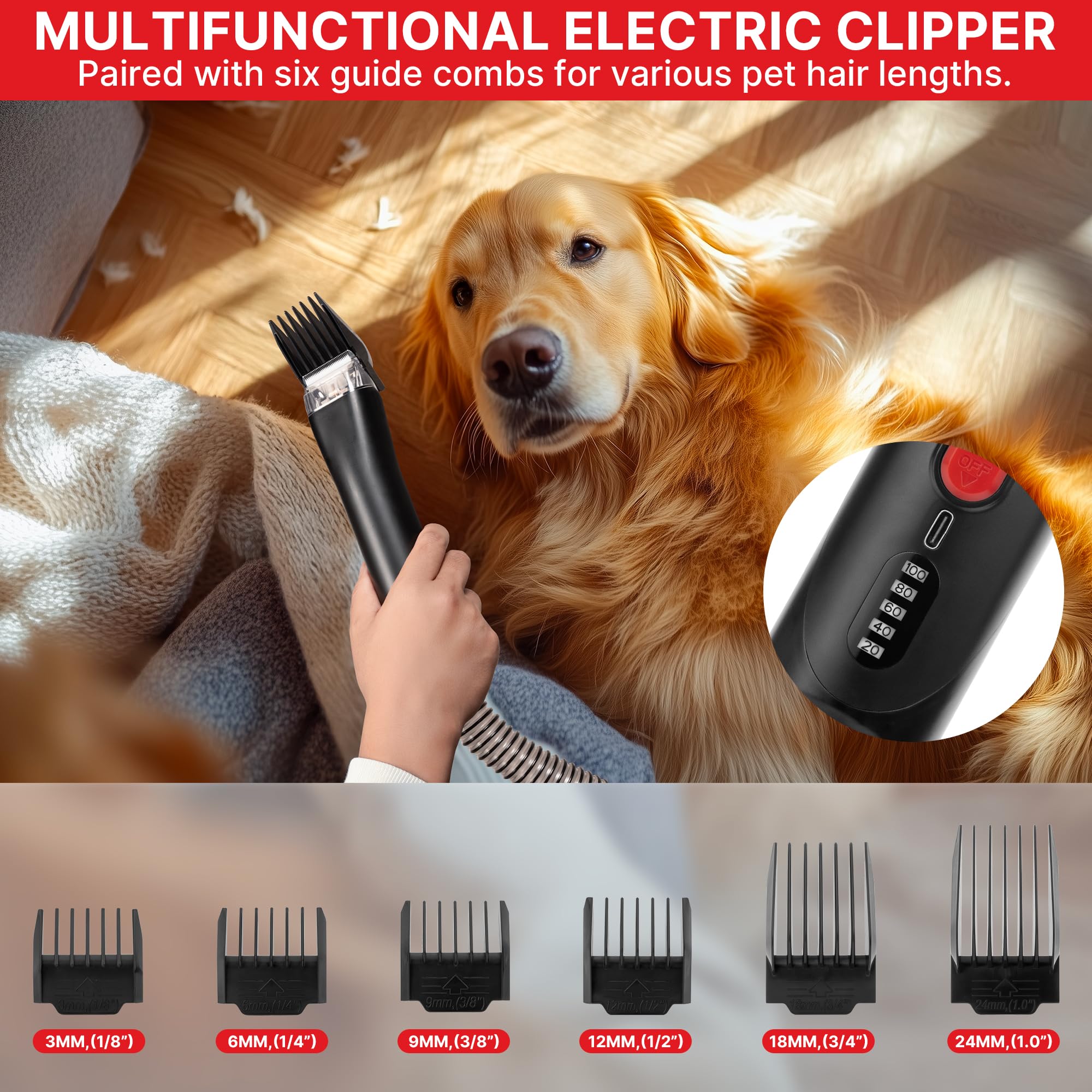 Shop-Vac 4-in-1 Pet Grooming & Vacuum System - Shedding, Trimming, and Cleaning