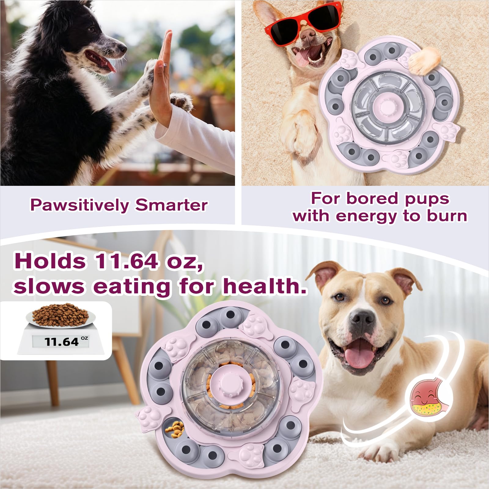 3 Levels of Challenge Spinning Dog Puzzle Feeder