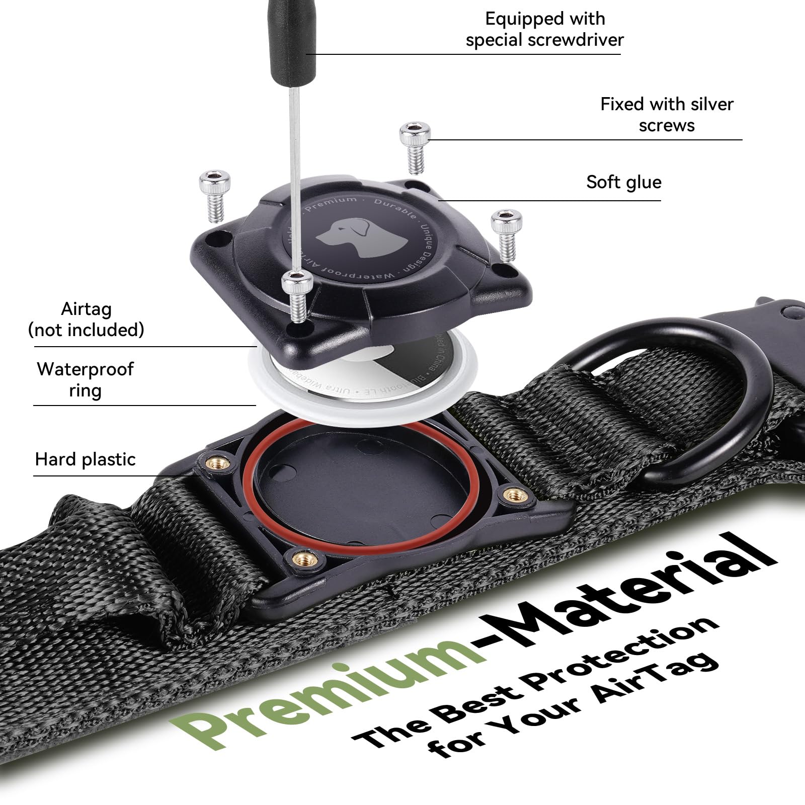 Waterproof Tactical AirTag Dog Collar