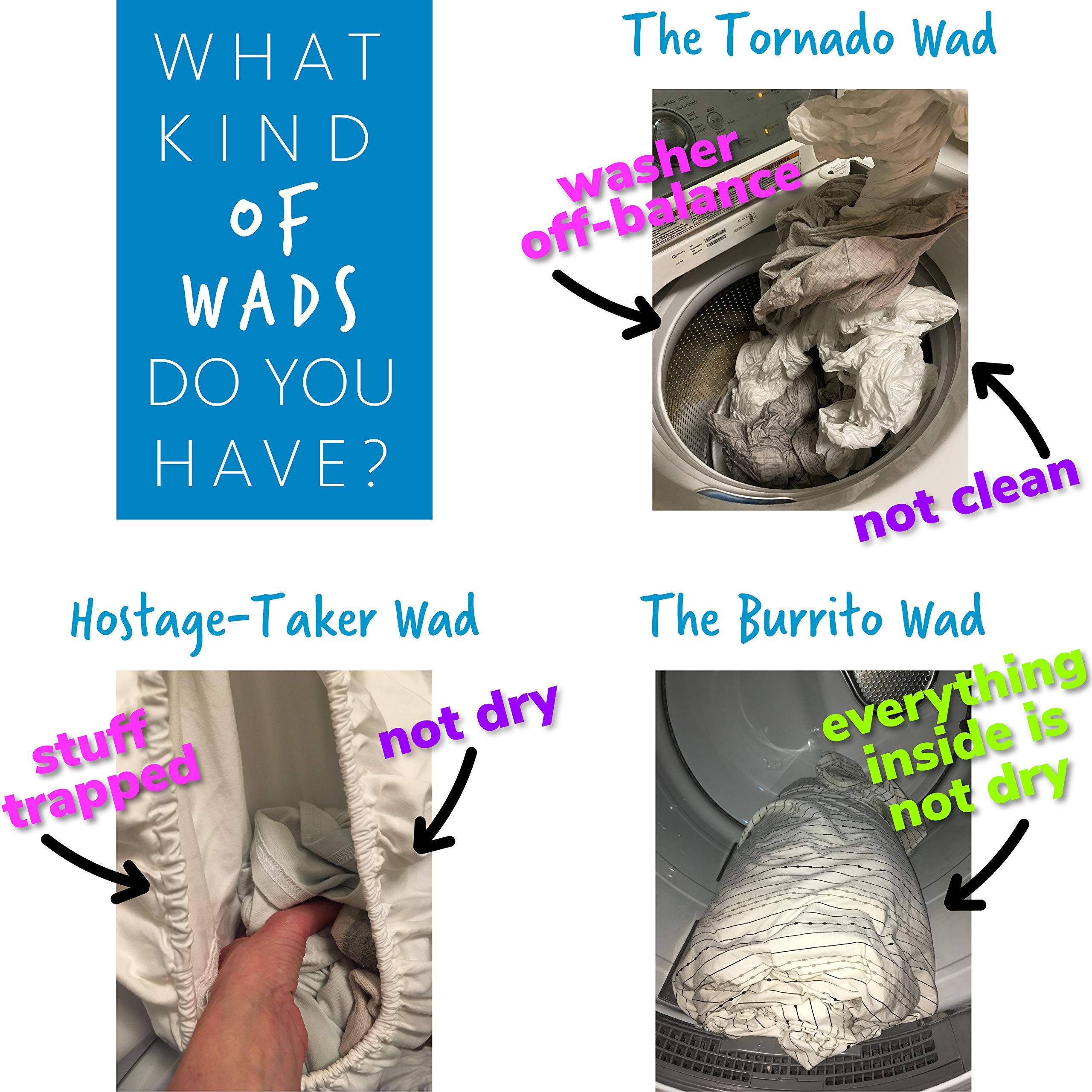 Wad-Free Bed Sheet Detangler Reduces Laundry Tangles - As Seen on Shark Tank