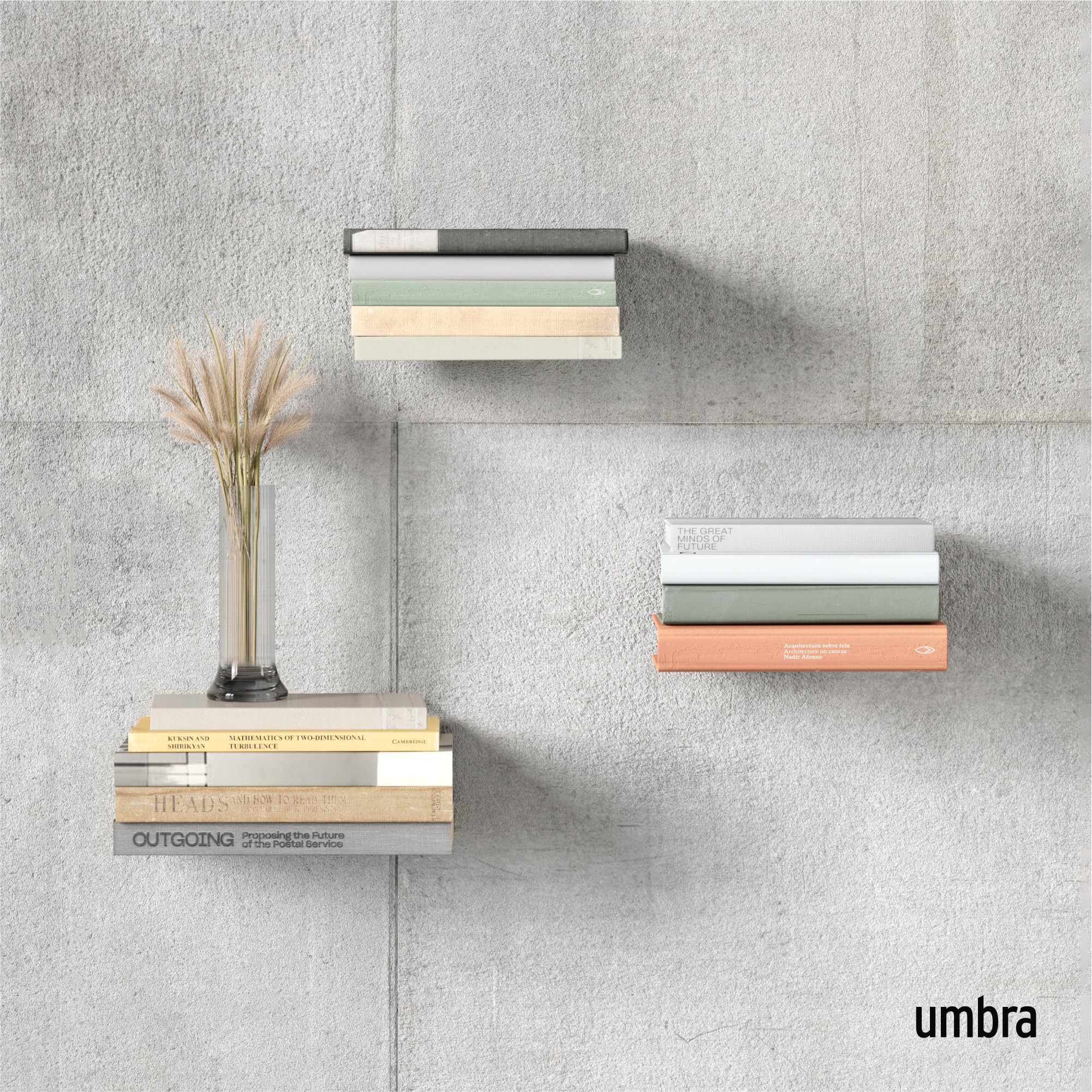 Concealed Floating Small Bookshelfs, Set of 3