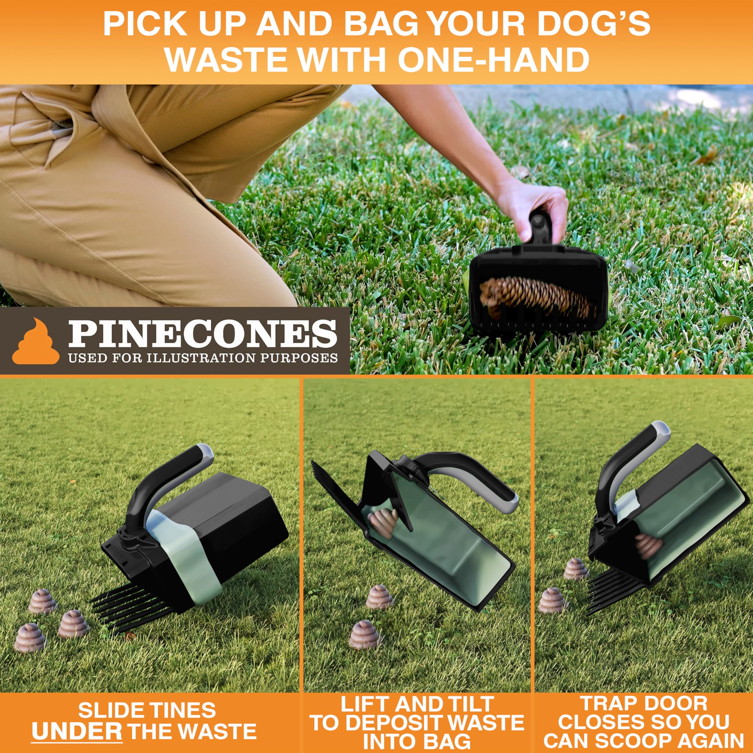 "One Hand" Lift N’ Bag 2.0 Dog Pooper Scooper with Bag Attachment
