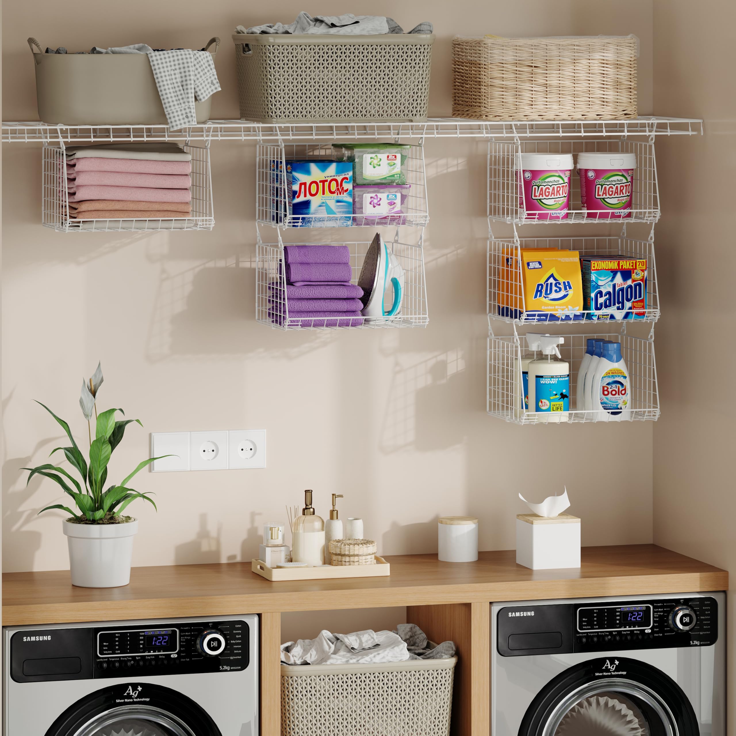 3-Tier Hanging Laundry Basket Organizer