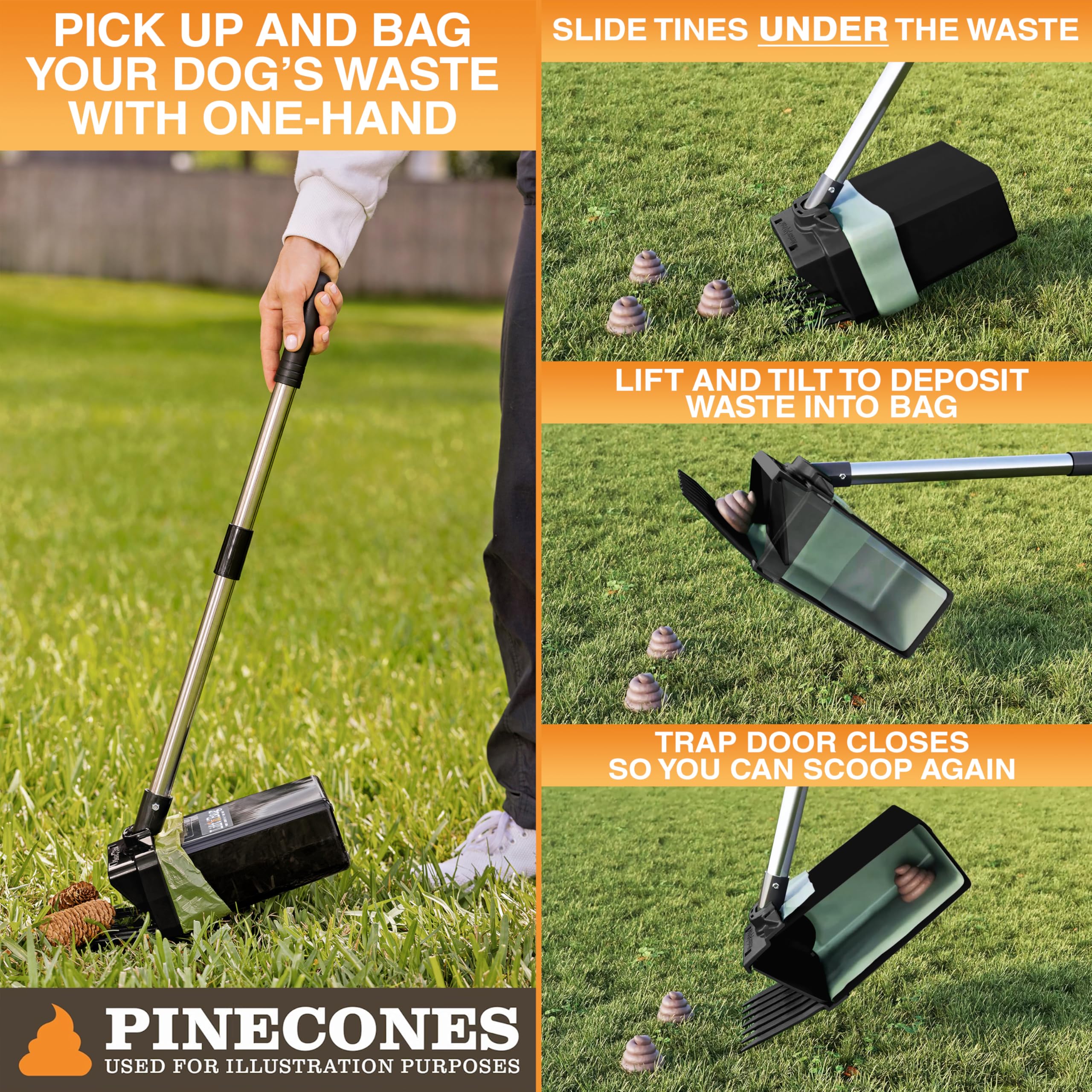 Lift N’ Bag 2.0 Dog Pooper Scooper with Bag Attachment & 27" Pole